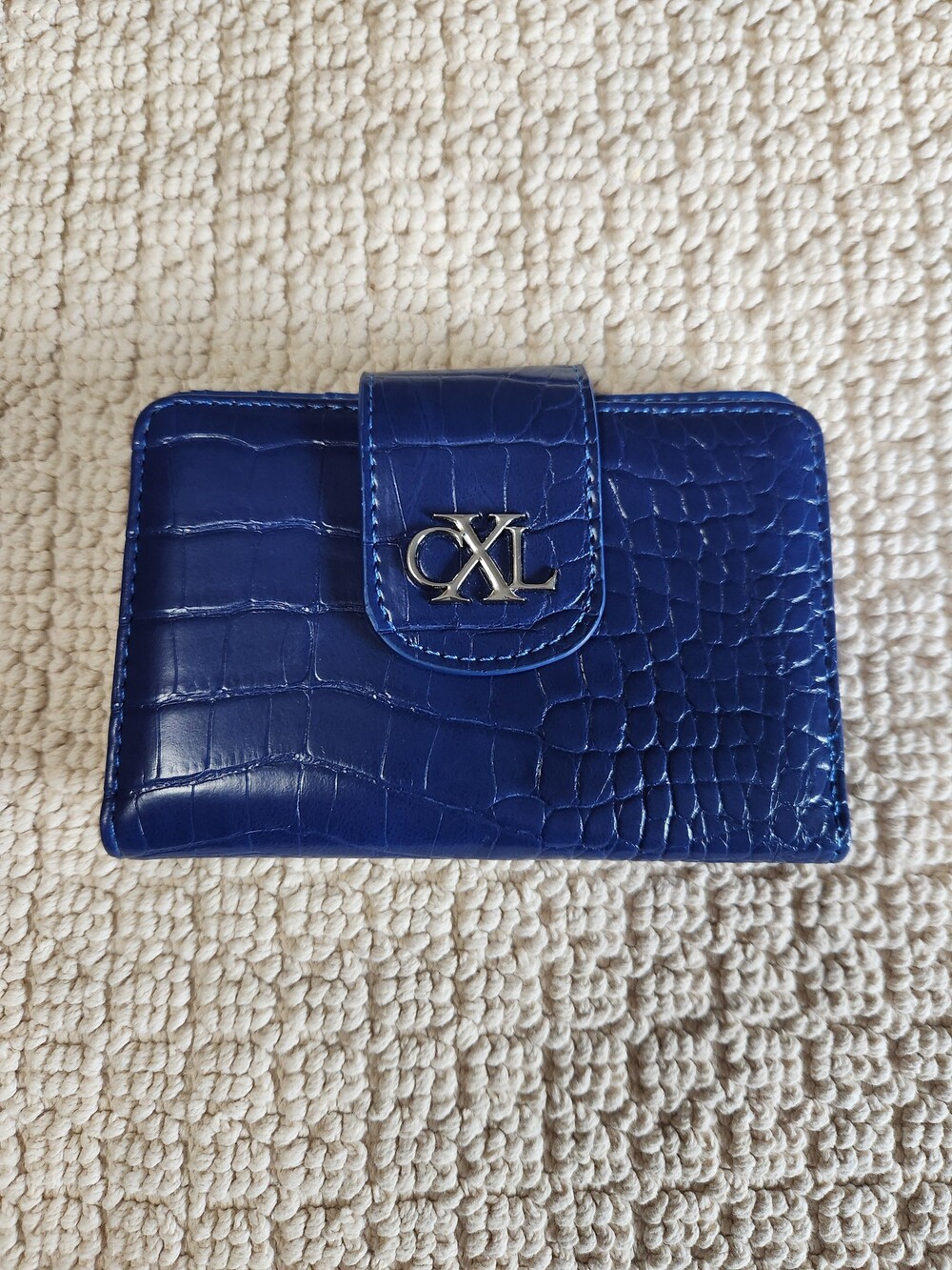 Christian Lacroix CXL Blue Crocodile Embossed Leather Wallet